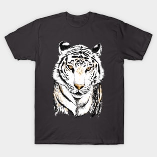 White Tiger Guardian in ink and gold T-Shirt